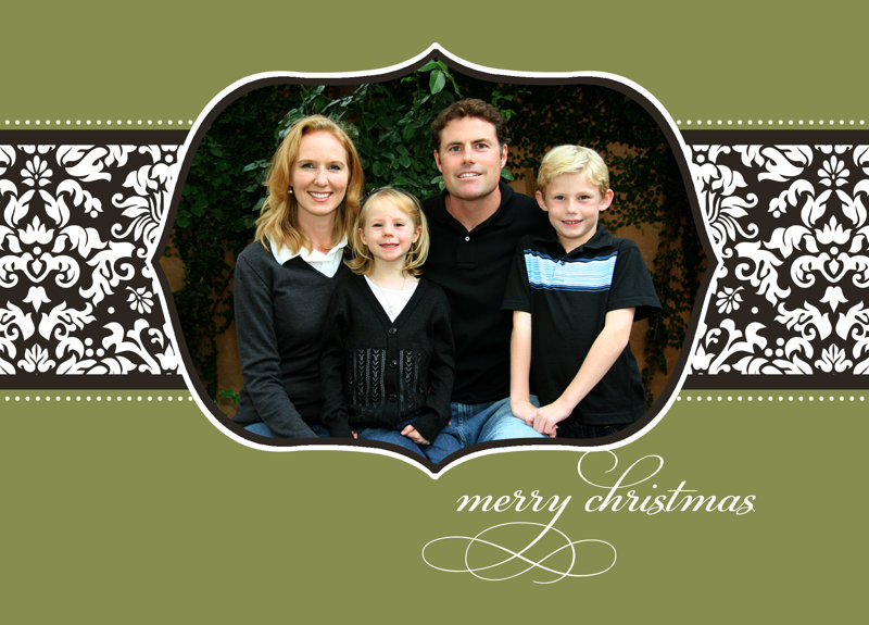 Damask Stripe Holiday Card Template